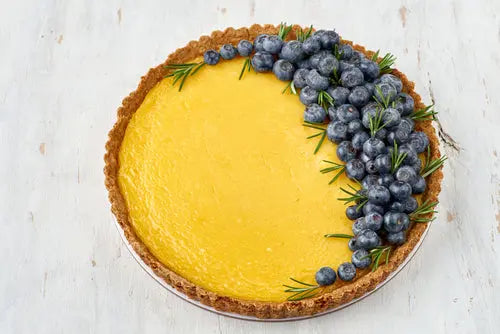 Meyer Lemon Tart with Blueberry Violet Jam Coco Fine Foods
