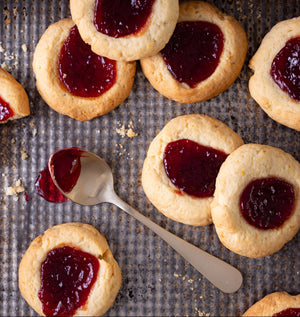 Raspberry Vanilla Jam Thumbprint Cookies